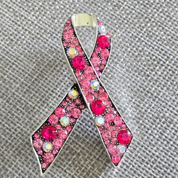 Jewelry - Breast Cancer Awareness Pink Silver Crystal Rhinestone Brooch Pin Survivor